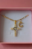 Sapphire Heart Cross & Initial