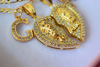 Diamond Saint Jude & Mary Hearts With Initials