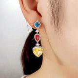 Multi Gemstone Drop Earrings