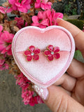 Enamel Flower Studs (magenta)