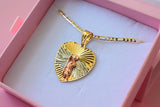 Large Tricolor Saint Jude Heart Necklace
