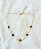 Dainty Black Multiple Clover Necklace