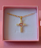 Ruby Heart Cross