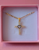 Sapphire Heart Cross