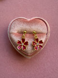 Dangle Flower Earrings (magenta)