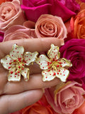 Large Hibiscus Earrings (white)
