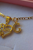 Butterfly Mom Heart & Initial (Figaro Chain)
