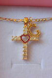 Ruby Heart Cross & Initial