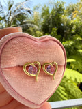 Open Heart Studs (Pink)