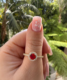 Gold Halo Ring (Red)