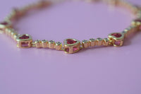 Red Bezel Heart Tennis Bracelet