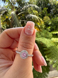 White Gold Halo Ring (Pink)