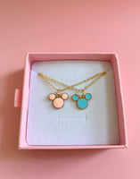 Pink & Blue Mouse Necklaces (Rolo Chain)