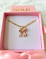 Pink Bow (Figaro Chain)