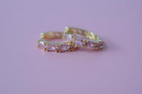 Pink Marquise Huggie Hoops