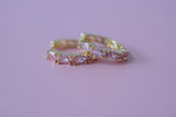 Pink Marquise Huggie Hoops