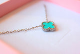 Silver Turquoise Clover Necklace