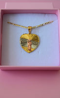 Large Tricolor Saint Jude Heart Necklace