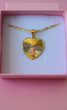 Large Tricolor Saint Jude Heart Necklace