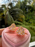 Baguette Heart Earrings (pink)