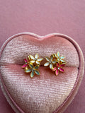 Flower Bouquet Studs (teal, hot pink, white)