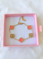 Icy Pink Lucky Clover Bracelet