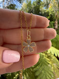 Enamel Flower Necklace (beige)