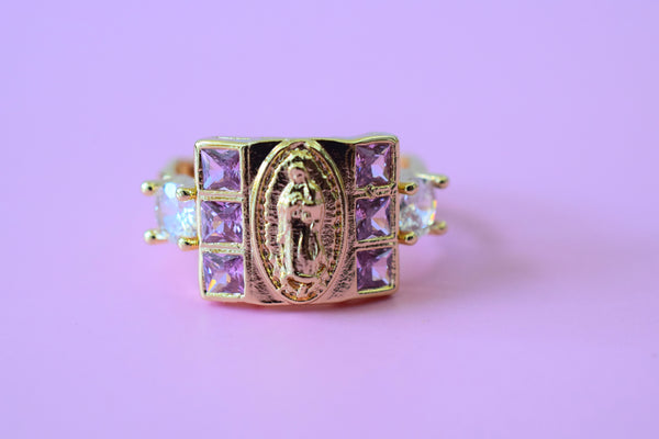 Adjustable Pink Mary Ring