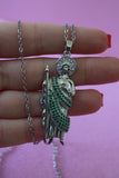 Silver Emerald Saint Jude (Rolo Chain)