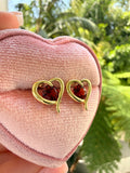 Open Heart Studs (Red)