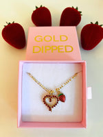 Strawberry And Open Heart Necklace