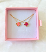 Pink Clover Necklaces In 2 Shades: Package Deal