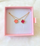 Pink Clover Necklaces In 2 Shades: Package Deal