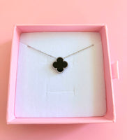 Silver Black Clover Necklace