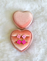 Diamond Dainty Clover Studs In 2 Shades Of Pink