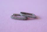 Silver Small Icy Rectangle Hoops