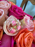 Large Pink Flower Earrings