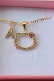 Pink Flower Kitty & Initial