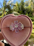 Iced Out Pink Flower Ring