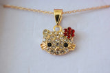 Red Floral Kitty (Rolo Chain)