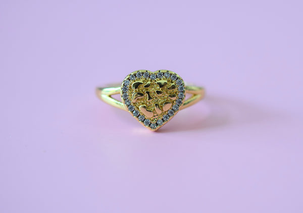Icy Nugget Heart Ring