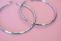 Silver Diamond Cut Hoops