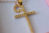 Large Diamond Cross & Initial (Rolo Chain)