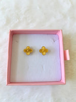 Gold Lucky Clover Studs