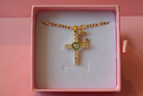Emerald Heart Cross & Initial