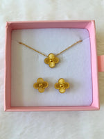 Gold Clover Necklace & Earrings (Set Or Separate)