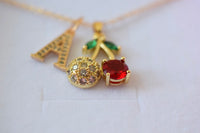 Icy Cherry & Initial (Rolo Chain)