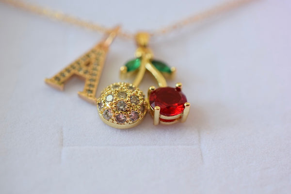 Icy Cherry & Initial (Rolo Chain)