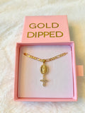Mary & Cross Drop Necklace