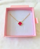 Magenta Clover Necklace